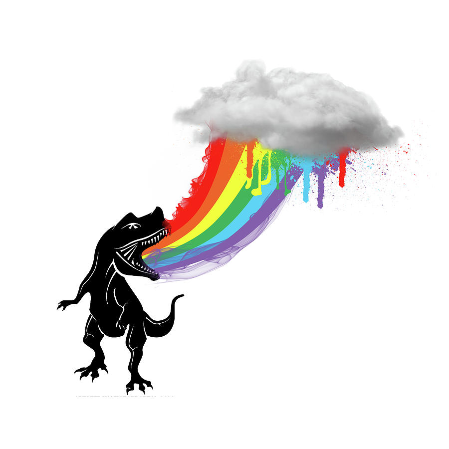 Cool Digital Art - Rainbow Dinosaur by Mark Ashkenazi