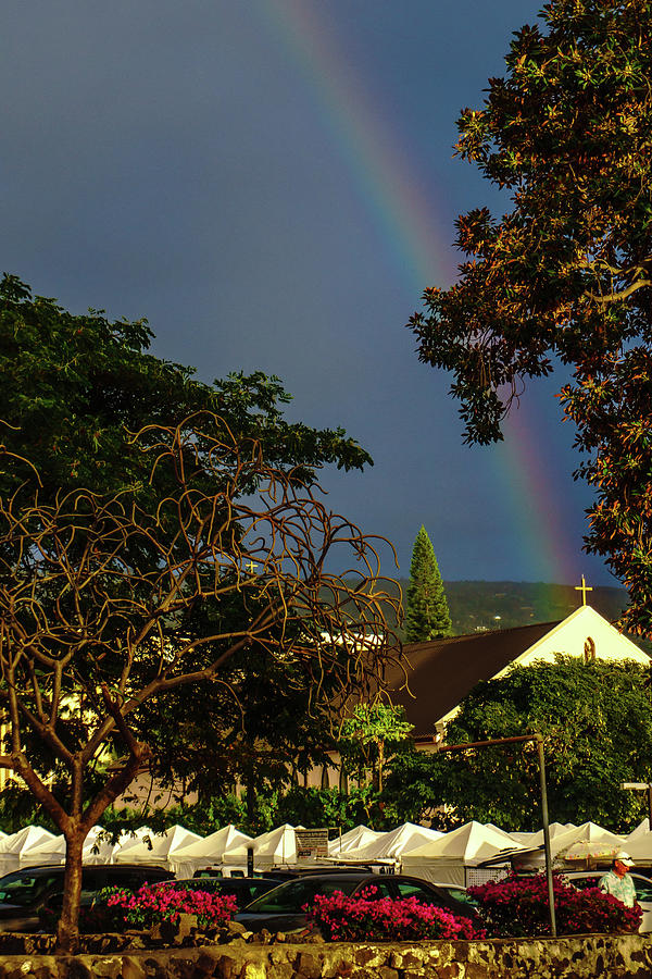 Rainbow ended at the Church Photograph by John Bauer