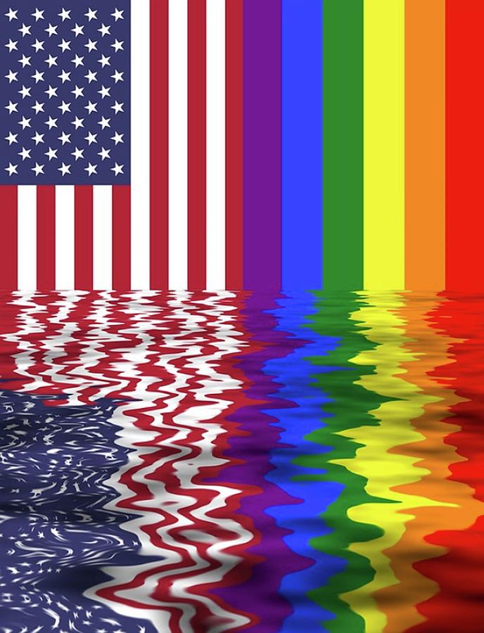 Rainbow Flag, Usa And Lgbt, Two Flags Together, Pride Digital Art by Tom  Hill