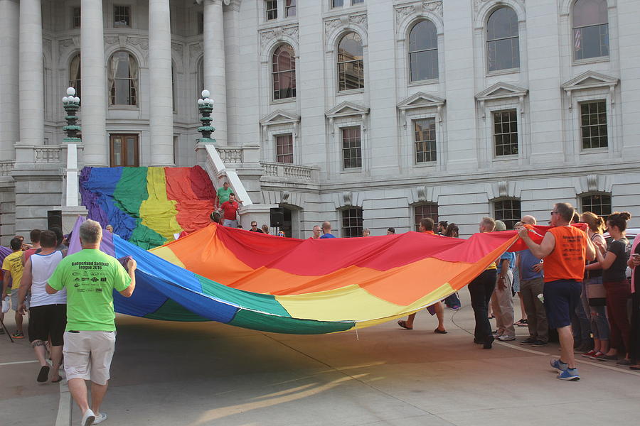 Rainbow Flag, Wisconsin State Capitol Photograph by Callen Harty