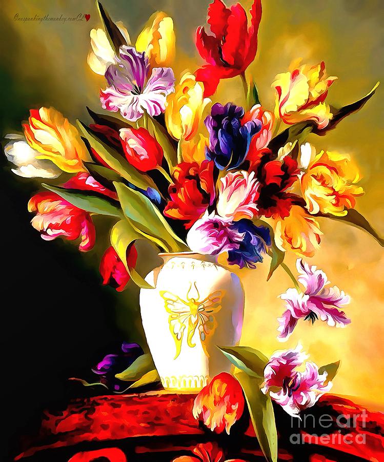 Rainbow Floral Array Soft And Wet Paint by Catherine Lott Rainbow Floral Array Soft And Wet Paint by Catherine Lott