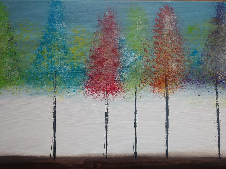 Rainbow Forest Painting by April Clay
