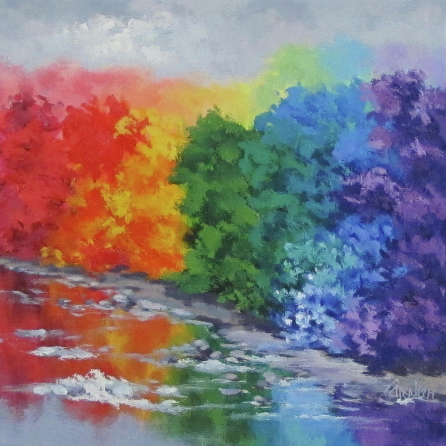 Rainbow Forest Painting by Karen Ilari