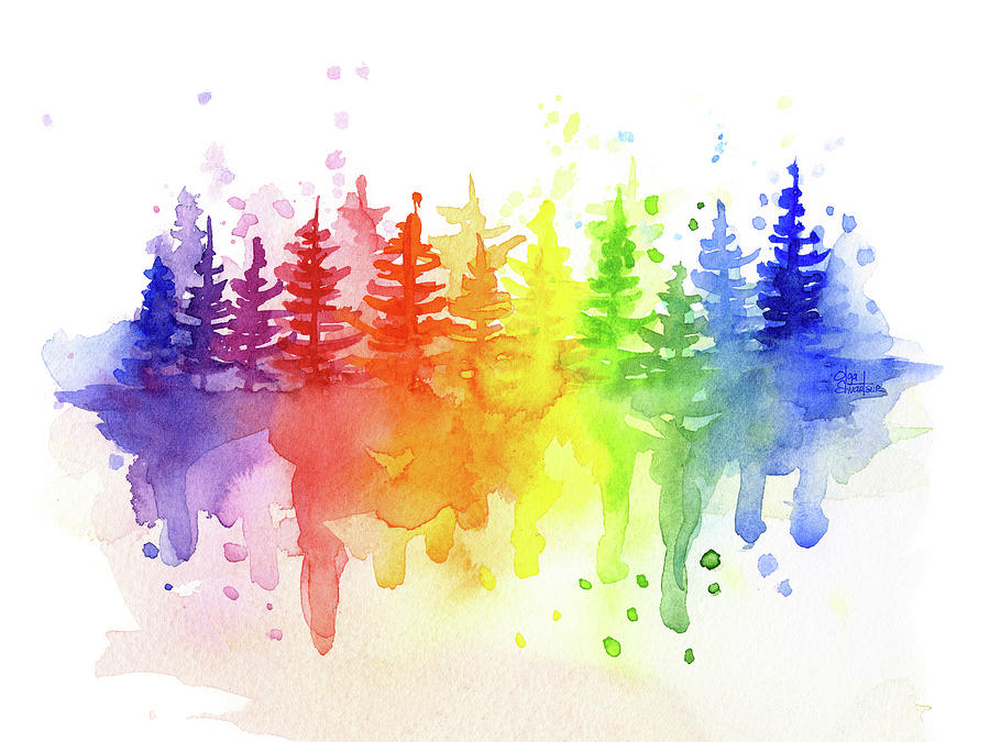 Nature Painting - Rainbow Forest by Olga Shvartsur