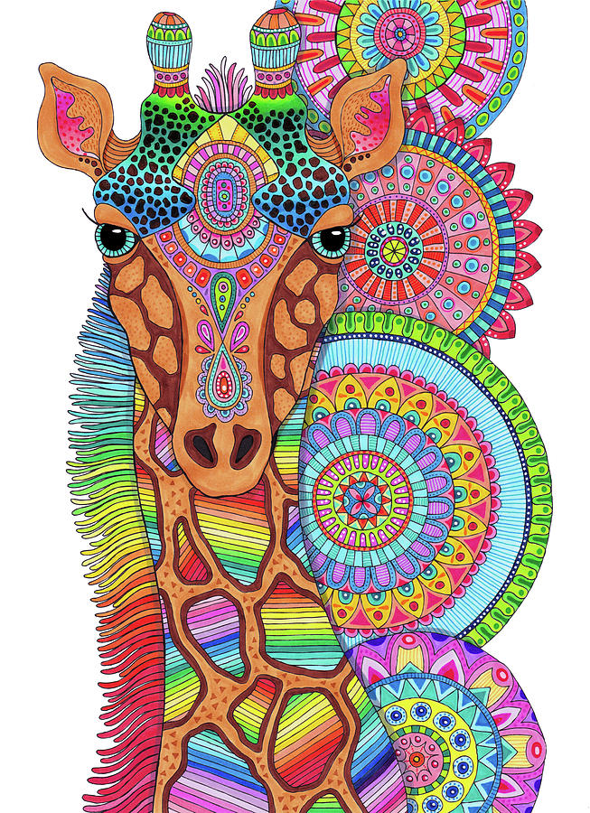 Giraffe Digital Art - Rainbow Giraffe by Hello Angel