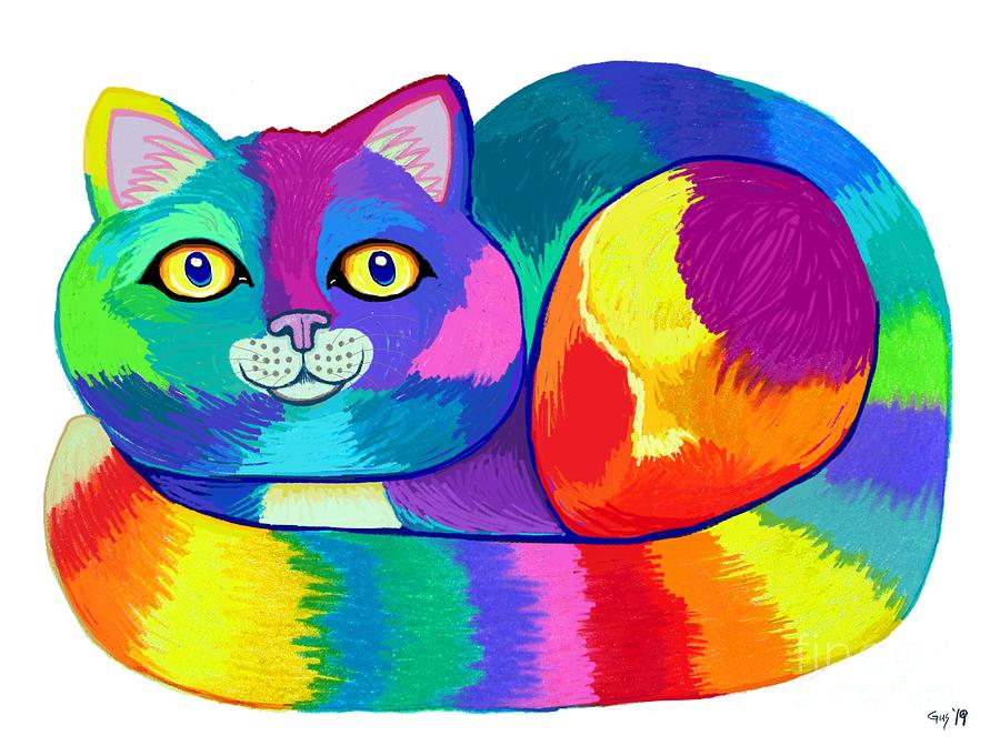 Rainbow Spectrum Cat Digital Art