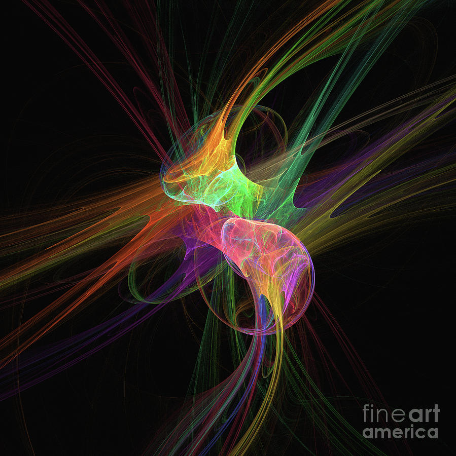 Abstract Digital Art - Rainbow Light Rays by Elisabeth Lucas