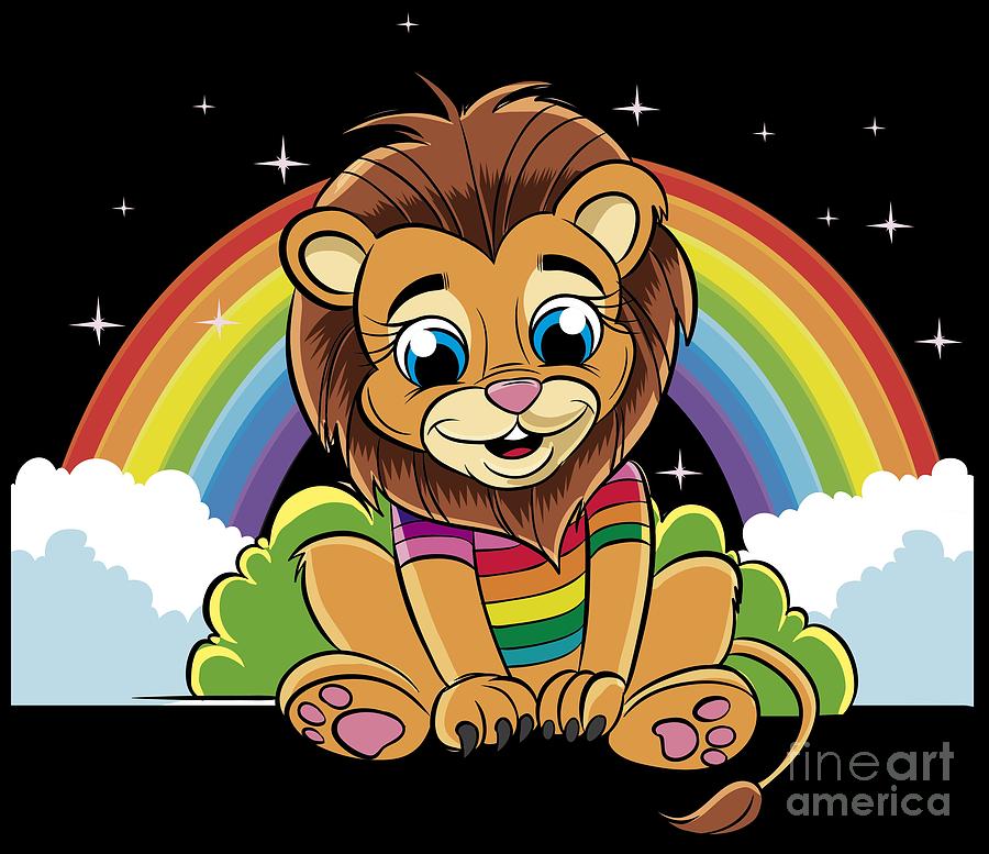 Lion Digital Art - Rainbow Lion by Mister Tee