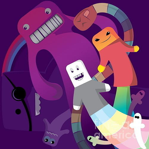 Dancing Digital Art - Rainbow Monsters by Margaritas Dancing Digital Art - Rainbow Monsters by Margaritas