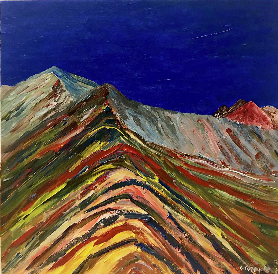 rainbow mountain painting