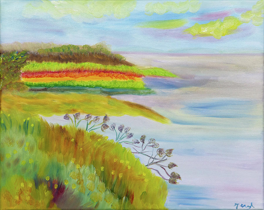 Sunset Painting - Rainbow Oceans by Meryl Goudey