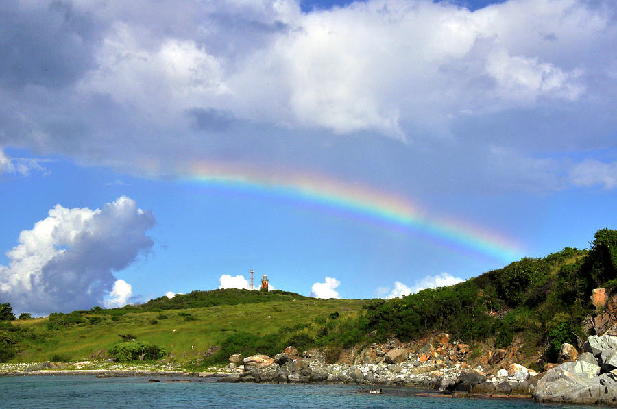 Rainbow over Buck Island Lighthouse Photograph by Climate Change VI - Sales