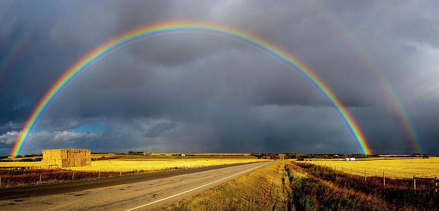 Cumulonimbus Cloud Photograph - Rainbow Over Crop Land by Phil And Karen Rispin