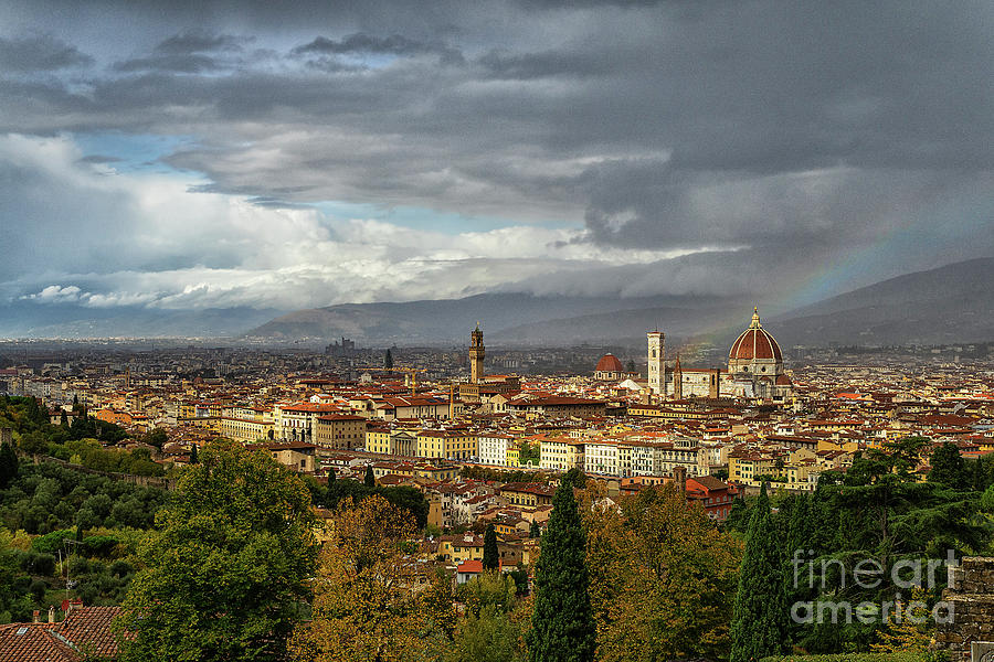 Rainbow Over El Duomo Florence Italy Photograph by Wayne Moran