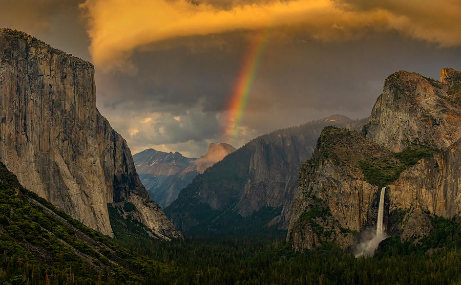 Yosemite National Park Photograph - Rainbow Over Half Dome by Ning Lin