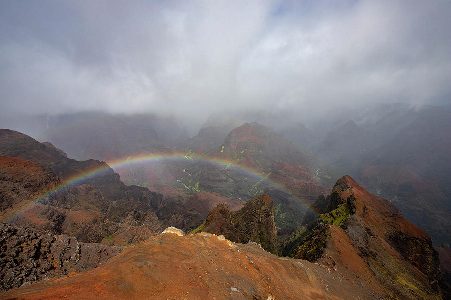 Rainbow Over Red Clay At Waimea Canyon, Kauai Photograph by Cavan ...