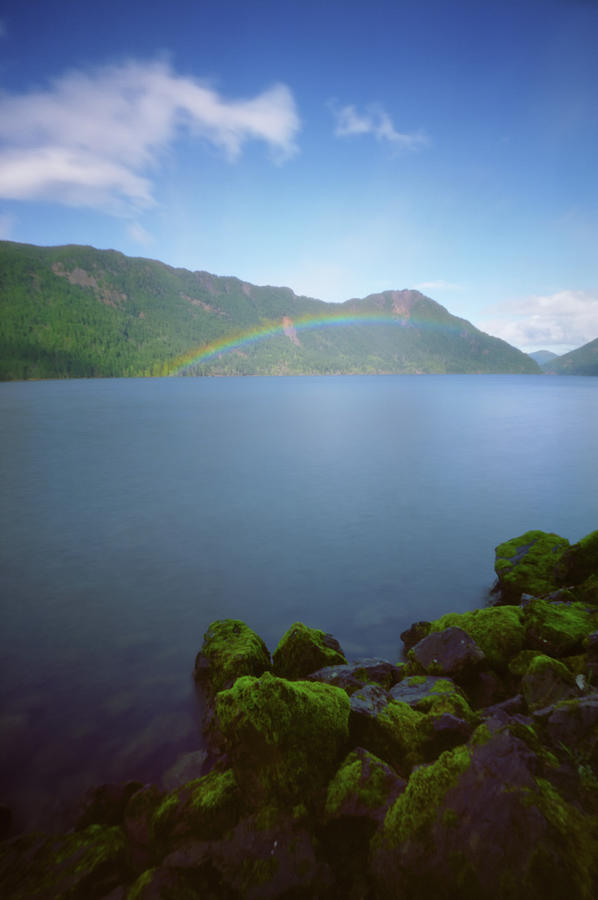 Rainbow Over The Lake Photograph by Zeb Andrews
