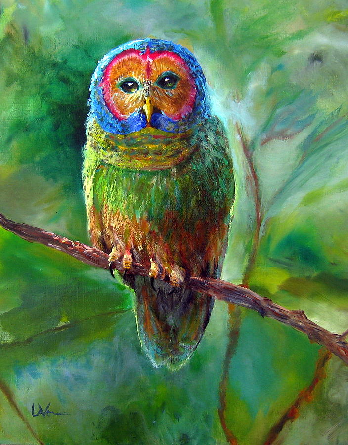 Owl Painting - Rainbow Owl by LaVonne Hand
