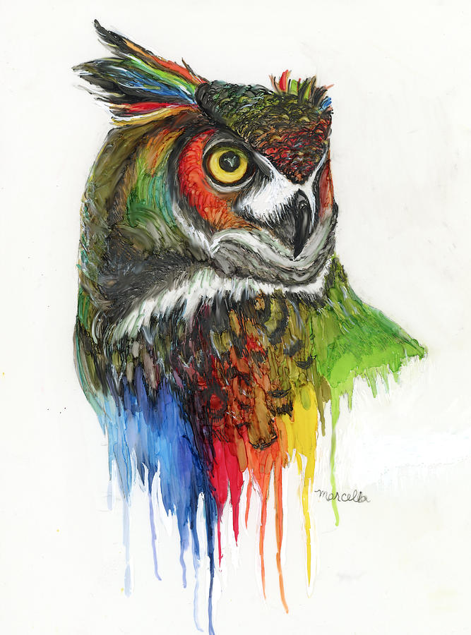 Rainbow Owl Painting by Marcella Chapman - Fine Art America