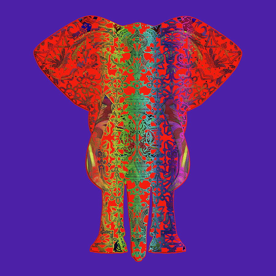 Rainbow Red Elephant On Purple Digital Art by Diego Taborda