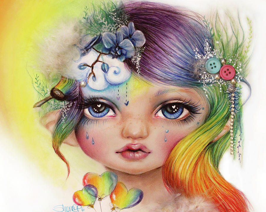 Flower Mixed Media - Rainbow Rosalie - Munchkinz Elf by Sheena Pike Art And Illustration