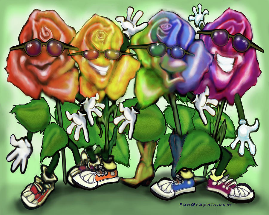 Rainbow Roses Party Digital Art by Kevin Middleton