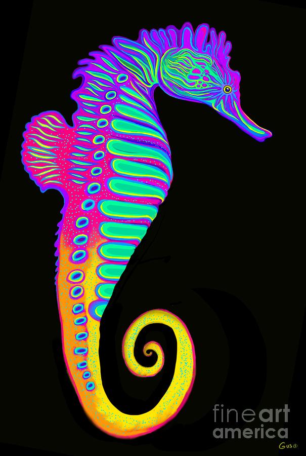 Rainbow Sea Horse Digital Art