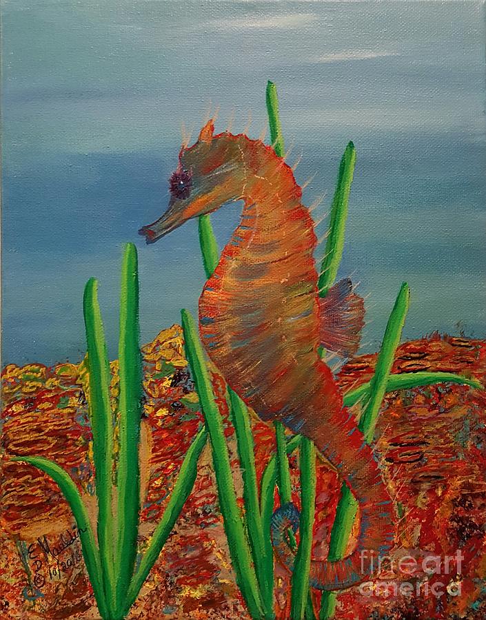 Rainbow Seahorse Painting by Elizabeth Mauldin