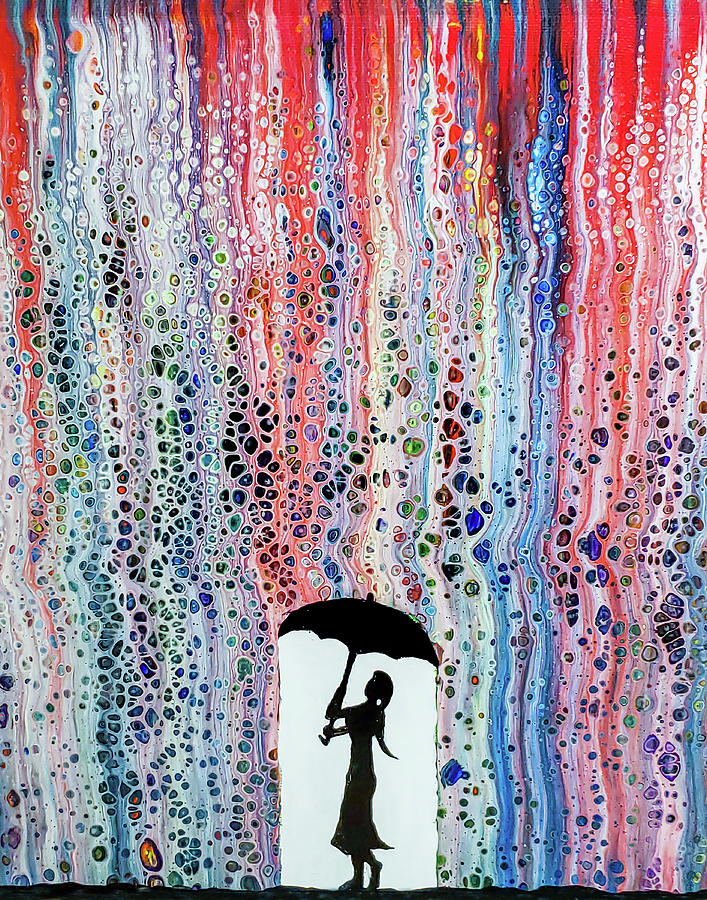 Rainbow Shower Abstract Art Painting Painting By Andres Ramos