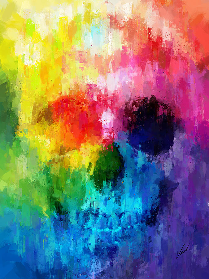 Rainbow skull Painting by Vart Studio