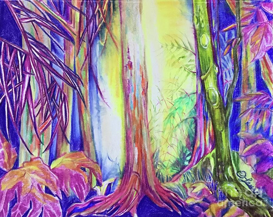 Rainbow Eucalyptus Trees Painting - Rainbow Spirits by Laurel Adams