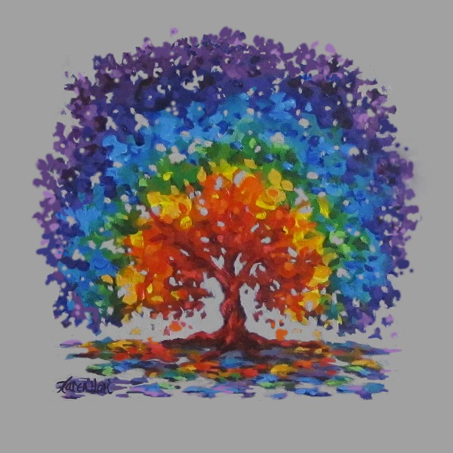 Rainbow Tree Alone Painting by Karen Ilari