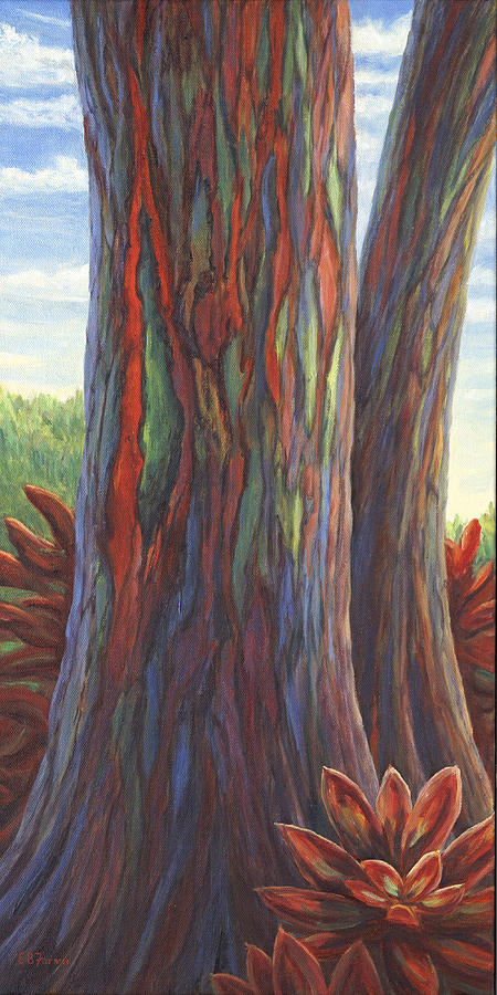 Rainbow Tree Mindanao Gum  Painting by Elaine Farmer