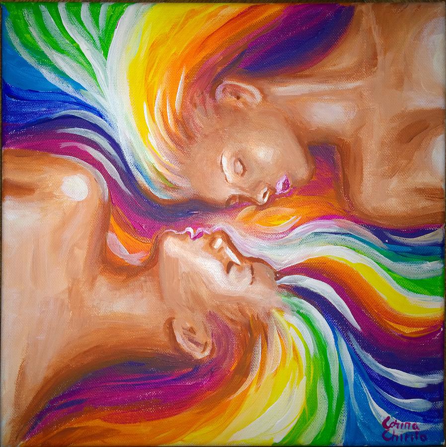 Rainbow Twin Flames. is a painting by Chirila Corina which was uploaded on ...