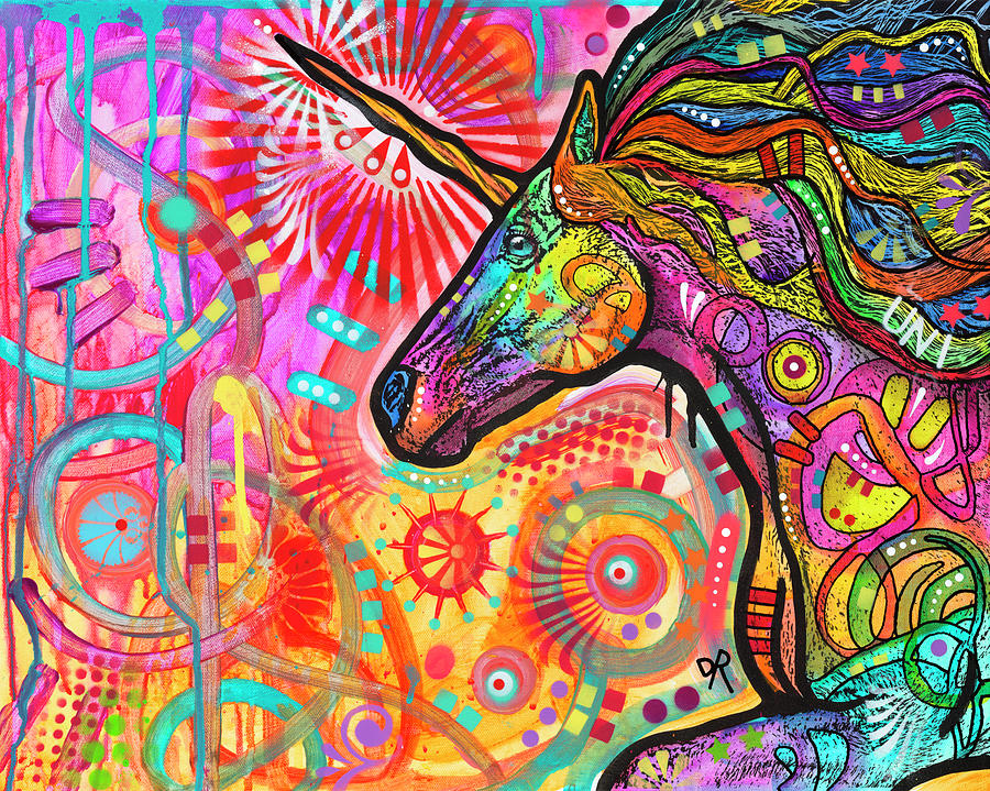 Fantasy Mixed Media - Rainbow Unicorn by Dean Russo- Exclusive