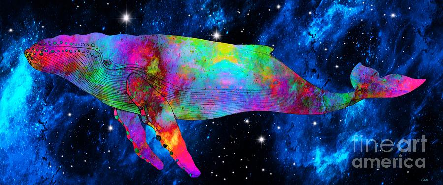 Rainbow Whale Digital Art