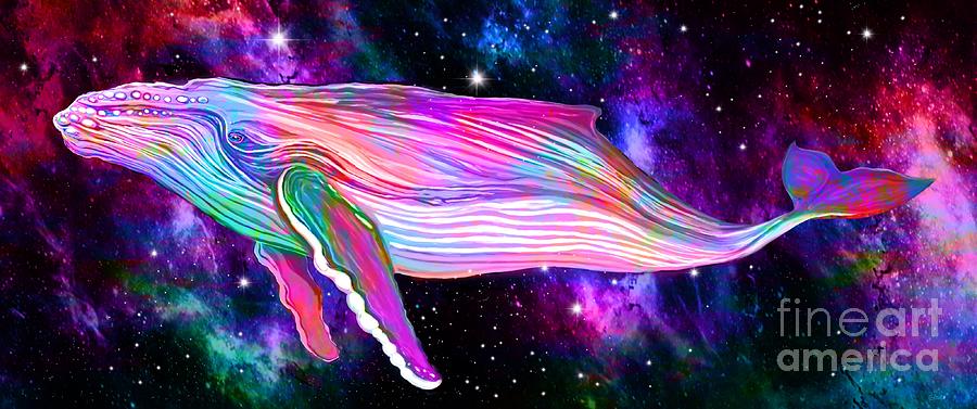 Rainbow Whale Universe Digital Art