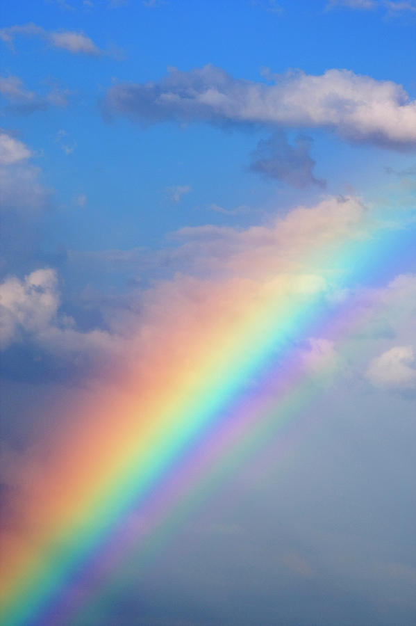 Download Rainbow With Blue Sky And Clouds Photograph by Wesley Hitt