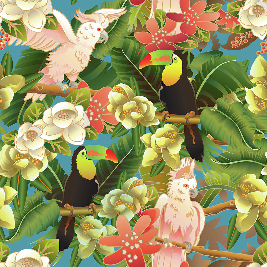 Cockatoo Digital Art - Rainforest Life by Julie Goonan