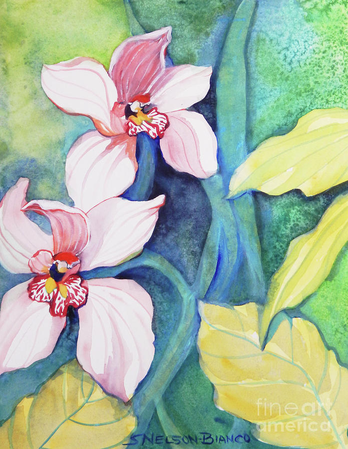 Nature Painting - Rainforest Orchids by Sharon Nelson-Bianco