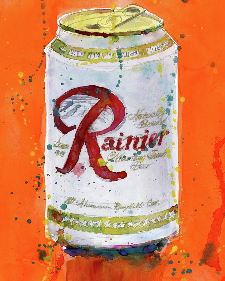 Rainier Beer, Seattle, Washington Beer, Original Art Print, Beer Art, Man Cave, College Dorm Painting