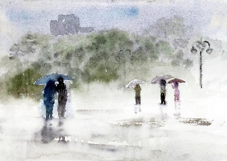 Rains Painting by Asha Sudhaker Shenoy