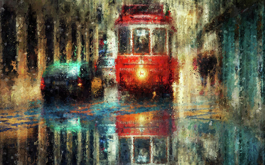 Rainy City Painting by AM FineArtPrints