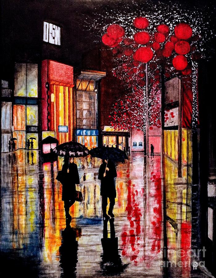 rainy cityscape painting