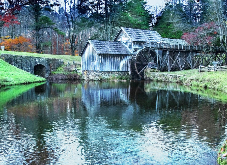 Rainy Day at Mabry Mill Photograph by Terri Schaffer - Lifes Color