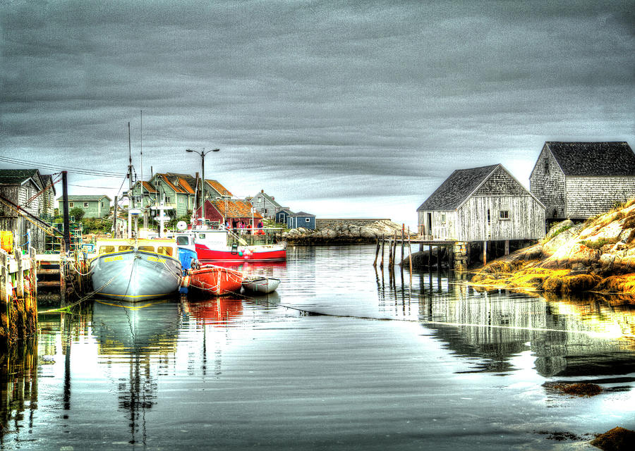 Rainy Day at Peggys Cove Photograph by Pheasant Run Gallery