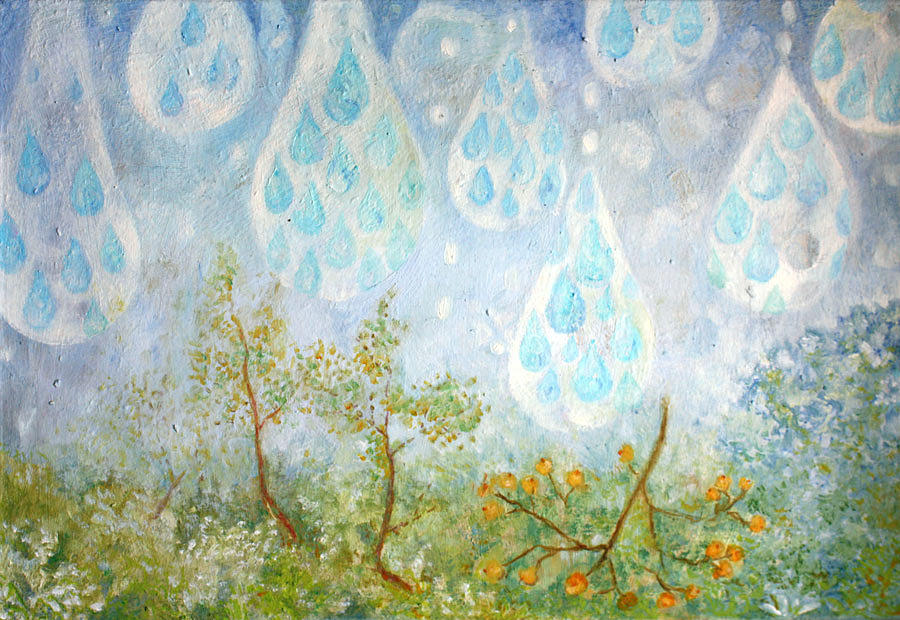 Rainy day Painting by Elzbieta Goszczycka