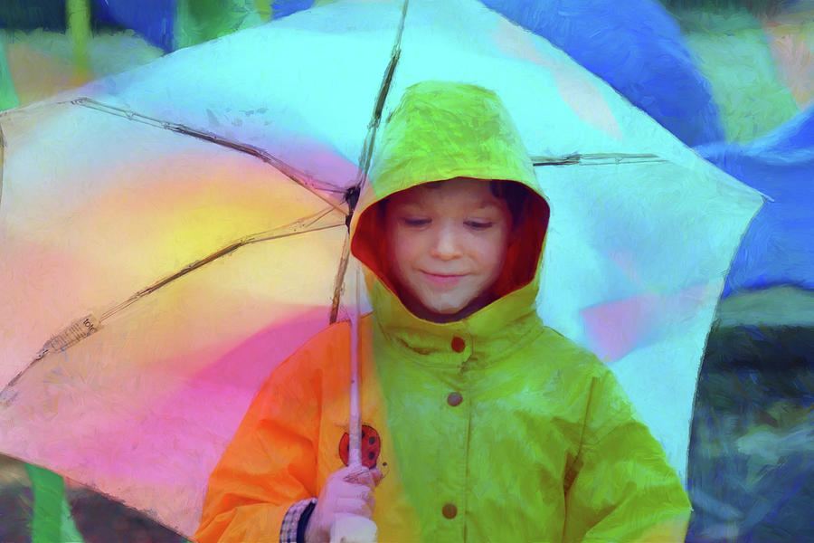 Rainy Day Girl With Umbrella