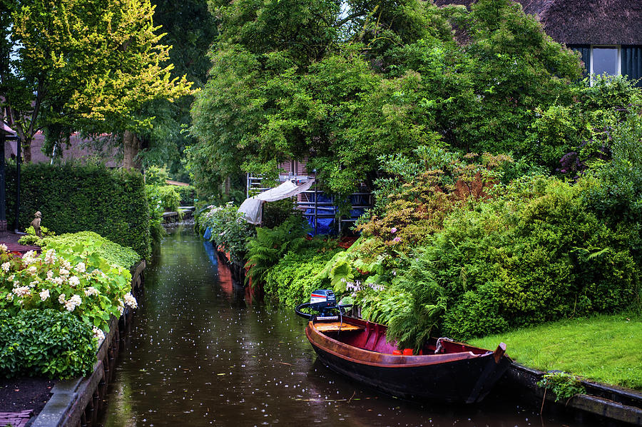 Rainy Day in Giethoorn. The Netherlands 2 Photograph by Jenny Rainbow