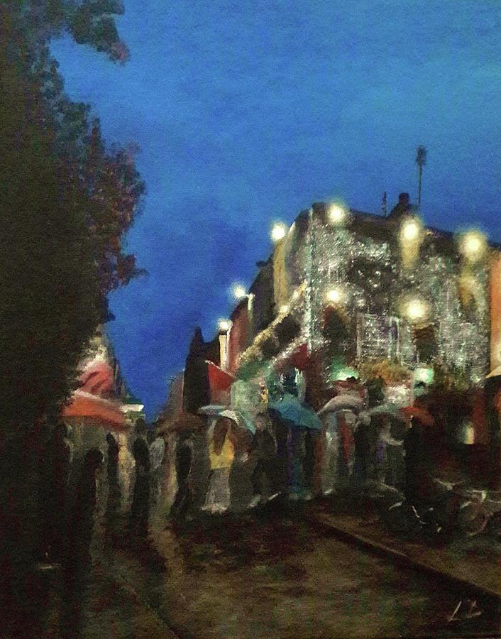 Rainy Night in Temple Bar Painting by Linda Doherty